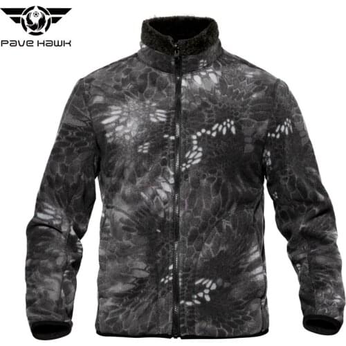 Men Fleece Jackets Double Sides Soft Velvet Coat Zipper Pockets Camouflage Jacket Winter Warm Tactical Coat Sports Outerwear