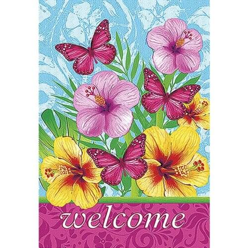 New Garden Flags Welcome Butterfly Flower Garden Flag Mason Jars 12.5 x 18inch Garden Decoration Animal Pattern No Flagpole 40p