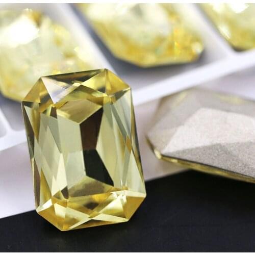 New Light yellow Rectangular octagonal shape pointback crystal strass K9 glass rhinestones for clothing shoes bags Accessories