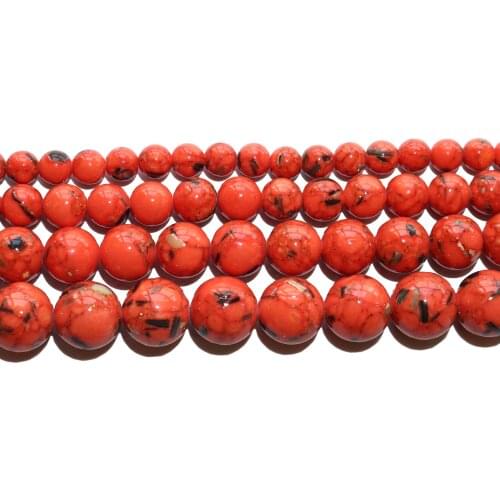 Wholesale Natural Stone Orange Howlite Shell Round Beads 6 8 10 12 MM Pick Size For Jewelry Making Charm DIY Bracelet Necklace