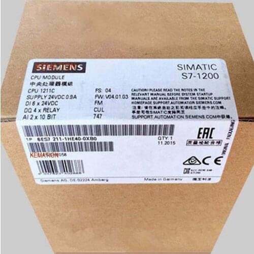 Original SIMATIC 6ES7211-1BE40-0XB0 6ES7 211-1BE40-0XB0 S7-1200 CPU Module 1211C AC/DC/Relay 6 DI 24 V DC