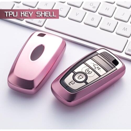 Pink key Case Shell Cover TPU Smart Protective for Ford Edge Mondeo EcoSport Keyless