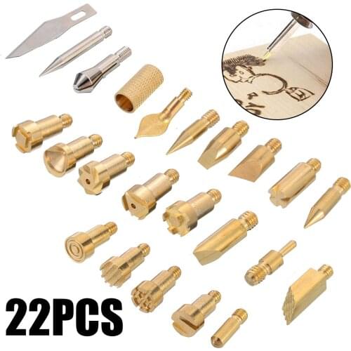 22pcs/kit 30w Wood Burning Pen Copper Tips For DIY Wood Embossing Engraving Burning Pen Tips Accessories