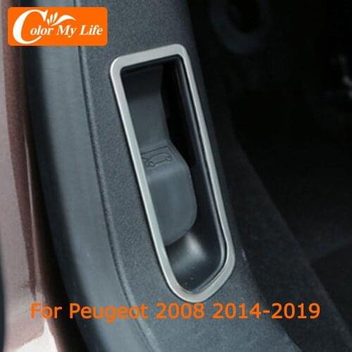 Color My Life Stainless Steel Car Hood Switch Knob Panel Circle Trim for Peugeot 2008 2014 2015 2016 2017 2018 LHD Accessories