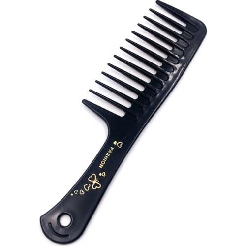 Hair Brush Wide Tooth Comb Black ABS Plastic Heat-resistant Large Wide Tooth Comb for Hair Styling Tool Barber Comb Scalp Brush
