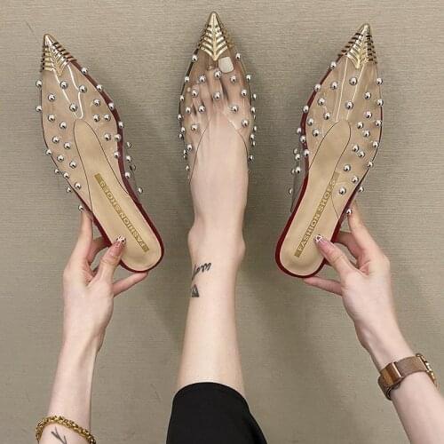 Silk Embroidery Mules Shoes Woman Brand Luxury Slippers Flats Pointed Toe Slides Floral Home Slippers Cozy Slip On Flip Flops