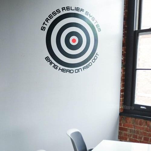 Stress Relief System Bang Head on Red Dot Wall Stickers Bedroom Removable Funny Office Room Decoration Relaxing Wall Decal S755