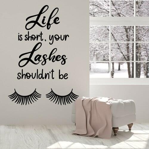 Lashes Vinyl Wall Decal Funny Quote Lashes Window Sticker Makeup Beauty Salon Stickers Mural Home Living Room Decoration M49