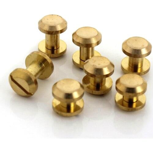 10pcs Solid Brass Concave Head Binding Chicago Screws Nail Rivets for Photo Album Leather Craft Studs Belt Wallet Fasteners