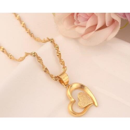 Bangrui Gold filled United in Love Heart Pendant Necklaces For Women girls Lady Original Jewelry Lover Gift