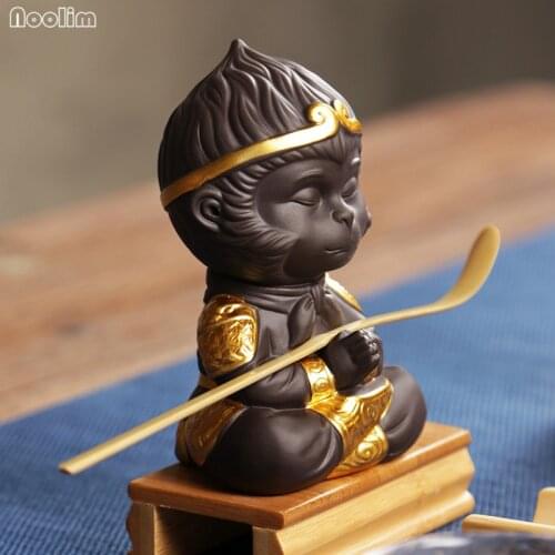 1 PCS Purple Clay Tea pet Lovely Monkey King Statue tea Figurine Ornament Boutique Tea Accessories Crafts home decoration