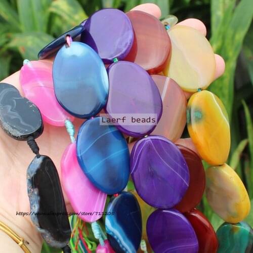 10pcs ,28-30x37-40mm Multi-Color Agates Oval Beads , For DIY Jewelry making ! Mixed wholesale for all items