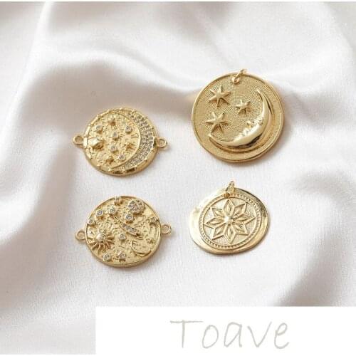 14K gold bag planet moon inlaid rhinestone series snowflake pendant diy necklace tag earring accessories