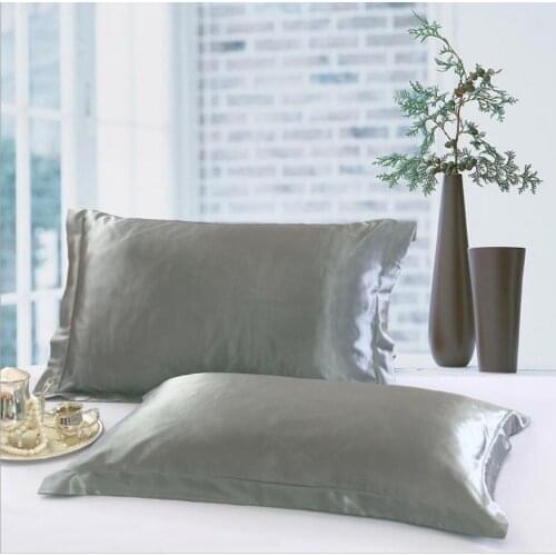 2pcs Silver Gray Soft Pillow Shams Pure Color Imitated Silk Pillow case 48x74 cm Rectangle Envelope Pillow Cover Home Textile