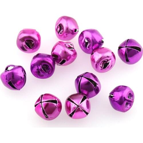 200pcs Purple Metal Beads Jingle Bells 10mm Pendants Christmas Tree Party DIY Crafts Decorative Accessories Jewelry making