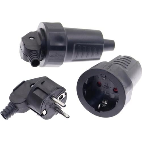 250V 16A Male Female Assembly Receptacle connector french Russia Korea German EU Schuko power cord wired cable plug Socket