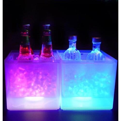3.5L LED Ice Bucket Food Grade PP Material Beer Cooler Tub Double-Layer Colorful Light Up Ice Bucket For Wine Beer Champagne
