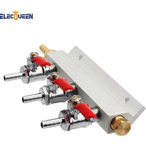 3 Way CO2 Gas Distribution Manifold with 9mm Hose Barb inlet/outlet fittings For Draft Beer Keg, Home brewing Check Valves