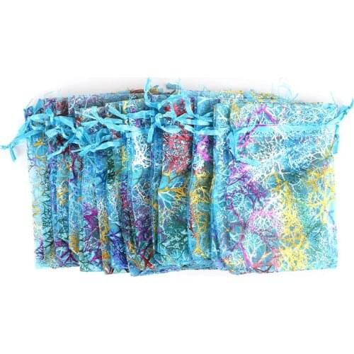 5Pcs Coralline Organza Jewelry Candy Pouch Wedding Party Favor Gift Bags