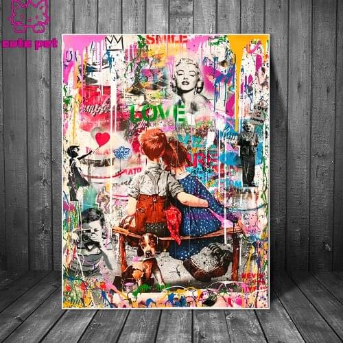 5D DIY Diamond Embroidery Work Well Together Graffiti child Art Cross stitch Diamond Painting Round square Drill Picture Decor