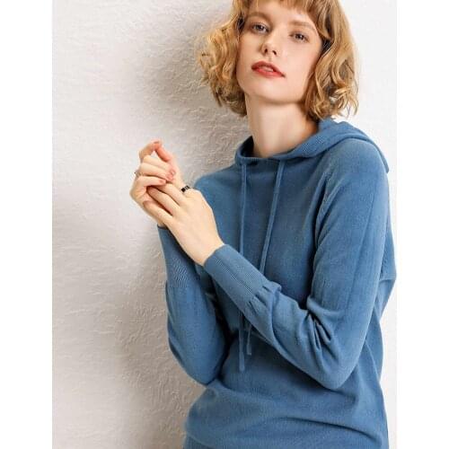 Thoshine Brand Spring Autumn Women Wool Sweaters Hooded Pullovers Knitted Hoodie Solid Color Knitwear Female Outerwear Jumpers