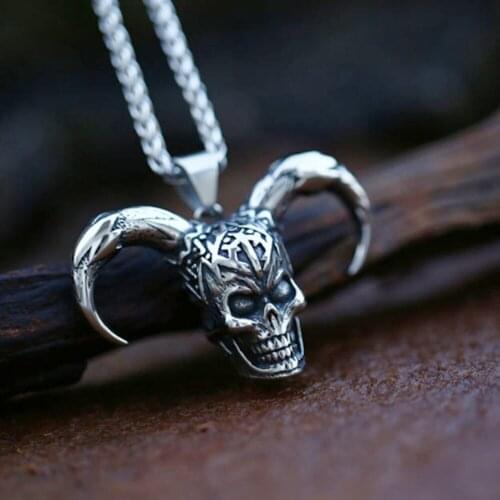 Gothic Fashion Men Clown Pendant Necklace Punk Hip Hop Stainless Steel Biker Skull Pendant Chain Jewelry Wholesale
