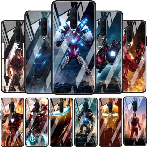 Marvel Iron Man Tempered Glass Cover For OnePlus Z 7 8 9 7T 8T 9R Nord 5G Pro Silicone Phone Case Coque
