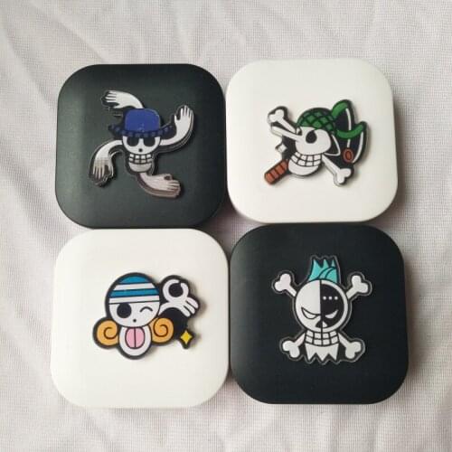 LIUSVENTINA DIY Acrylic Cute One Piece Pirate Skull Contact Lens Case With Mirror Box Container for Color Lenses Gift for Kids