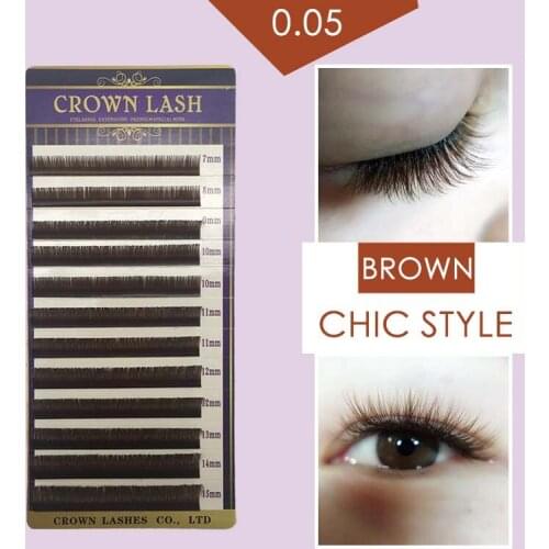 CrownLASH Caramel Brown B C D 0.05 7-15mm 6D Volume Lash Eyelash Extensions Soft High Quality Free Shipping