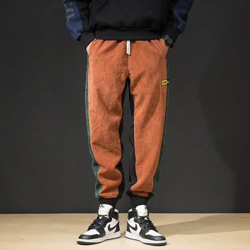 2021 Winter Fashion Men Jeans Japanese Style Casual Corduroy Cargo Pants Harem Trousers Loose Fit Spliced Hip Hop Jogger Pants