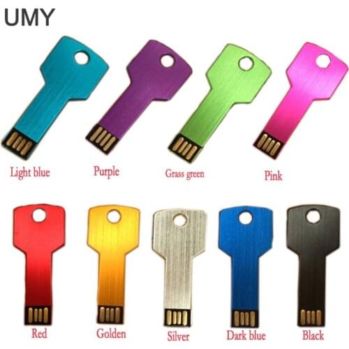 USB flash drive waterproof pen drive 4GB 8GB 16GB 32GB 64GB colorful metal Key shape memory stick creative gift pendrive u disk
