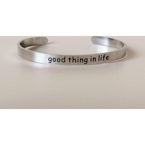 Good Thing In Life Bangles for Friend & Wife Gift Stainless Steel Engaved Letter Cuff Bracelets Drop Shipping YLQ6532