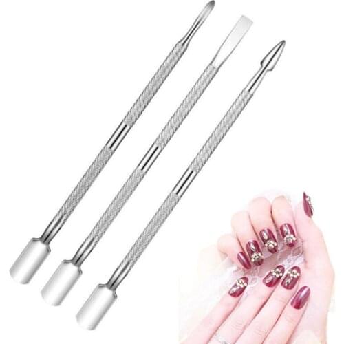 3Pcs/set Nail Art Tools Stainless Steel Cuticle Pusher Double Head Spoon Remover Tools for Manicure Nail Polish Art Care Pusher