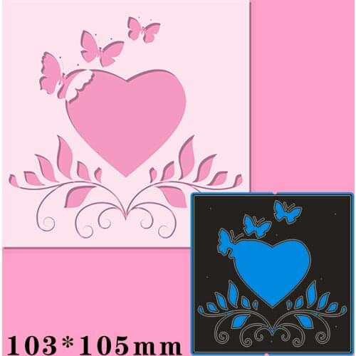 Metal Cutting Dies Butterfly With Heart In Square For Card DIY Scrapbooking stencil Paper Craft Album template Dies 103*105mm