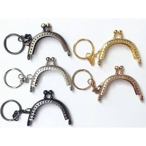 5cm Metal Coin Purse Bag Change Purse Frame with Keychain 5 colors Frame Kiss Clasp Lock DIY Craft wallet accessaries