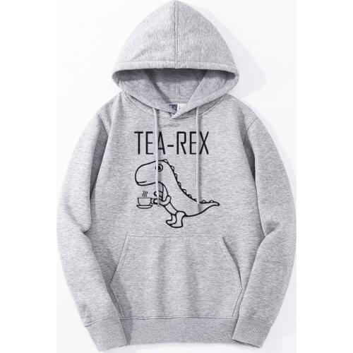 Tea Rex Hoodies For Men Funny Cartoon Print Hoody Jurassic Dinosaur Drink Coffee Jackets 2019 New Style Hip Hop Mens Streetwear