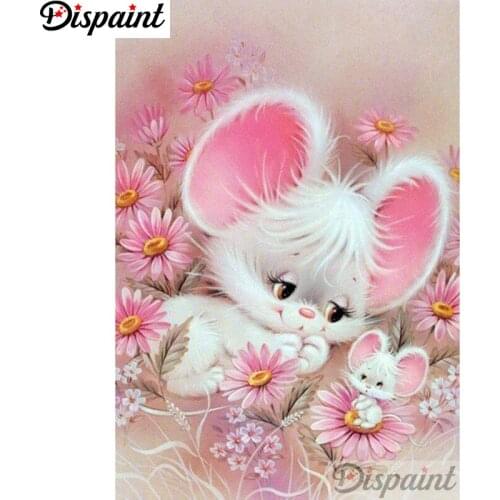 Dispaint Full Square/Round Drill 5D DIY Diamond Painting "Flower mouse" Embroidery Cross Stitch 3D Home Decor A11746