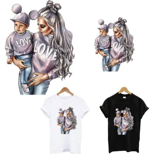 Mom&Boy Iron On Patches For Clothing DIY A-level Washable Strips Sticker On Clothes Family Gift Heat Transfers Applique Decor