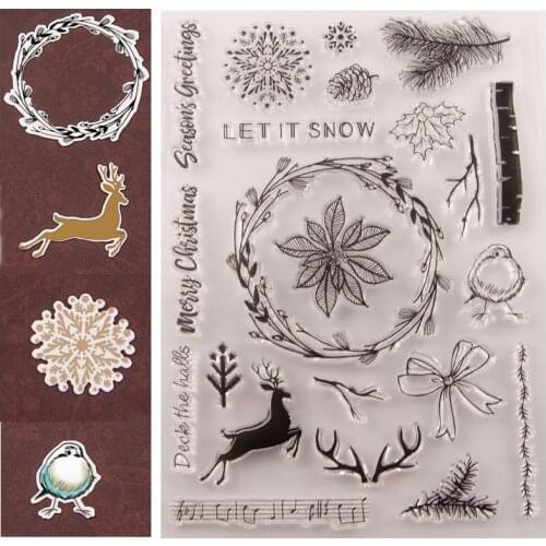 NCraft Clear Stamp and Dies Scrapbook Paper Craft Clear stamp scrapbooking Christmas Deer Snow