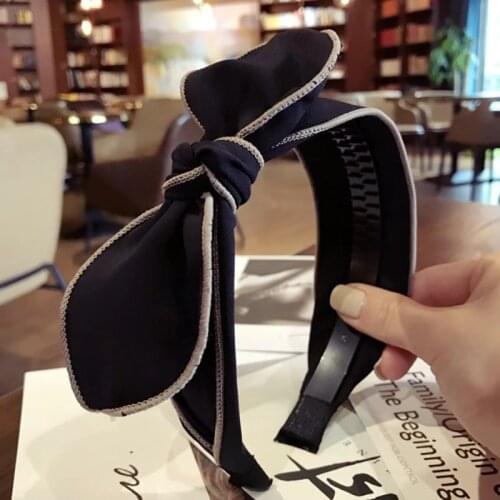 2021 New Fashion Cute simple wide-brimmed big bow headband Hair Accessories 6# Colors