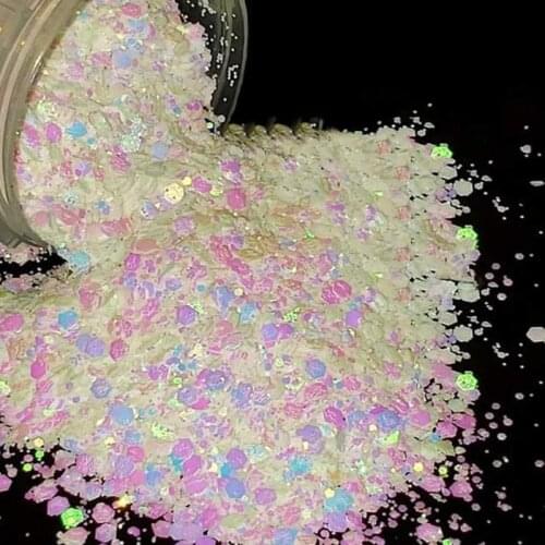 Opal - Iridescent Chunky Blend Chunky Glitter Mix White/Pink Color shift Large Chunky Glitter for Nail Art Chunky Craft Glitter