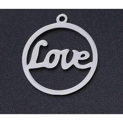 5pcs/lot 100% Stainless Steel LOVE Charms Wholesale Accept OEM Order DIY Necklace Bracelet Making Charms Never Tarnish