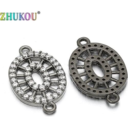 12*20mm Brass Cubic Zirconia Flower Charms Connectors DIY Jewelry Bracelet Necklace Making, Model: VS7