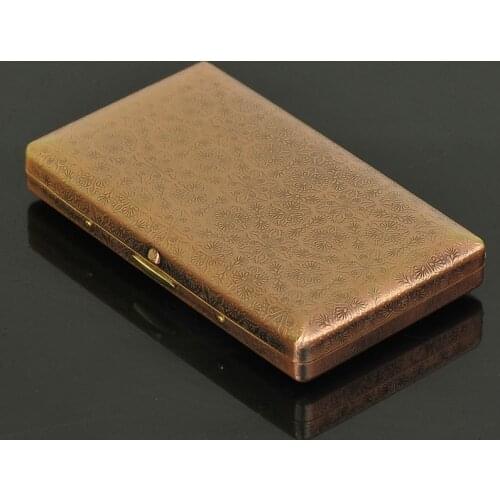 Retro Pure Copper Cigarette Box Portable Mini 14 Cigarettes Case Holder Male Pocket Smoke Tool Brass Smoking Accessories Gift