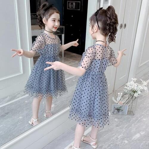 Summer New Dot Princess Dresses Childrens Clothing Baby Girls Fashion Short Sleeve Chiffon Dress Birthday Clothes