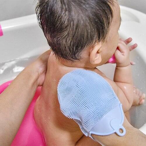 Silicone Massage Bath Brush with Hook Soft Exfoliating Gloves Baby Showers Cleaning Mud Dirt Remover Scrub Showers Bubble