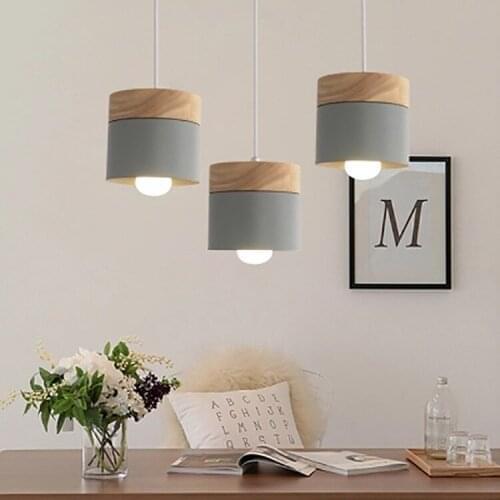 Nordic Dining Room Chandelier Macaroon Modern Simple Solid Wood Living Room Store Bar Balcony Corridor Led Wood Pendant Lights