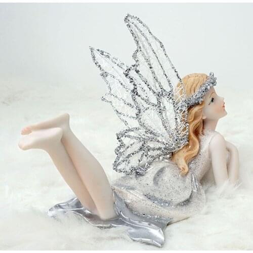 Angel Statue Resin Rhinestone Crystal Cherub Figurine Sculpture Office Indoor Tabletop Figures Decor Accent Gifts