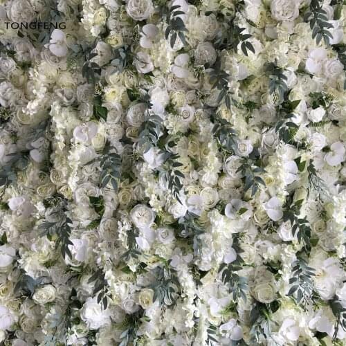 TONGFENG IVORY 8pcs/Lot Party Decoration Fleurs Artificielles Silk Rose Peony 3D Flower Wall Panel Wedding Backdrop Decoration