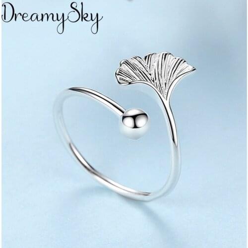 Boho Vintage Ginkgo Biloba Leaf Rings For Women Wedding Band Men Finger Rings 2020 Female Bohemian Jewelry Gift